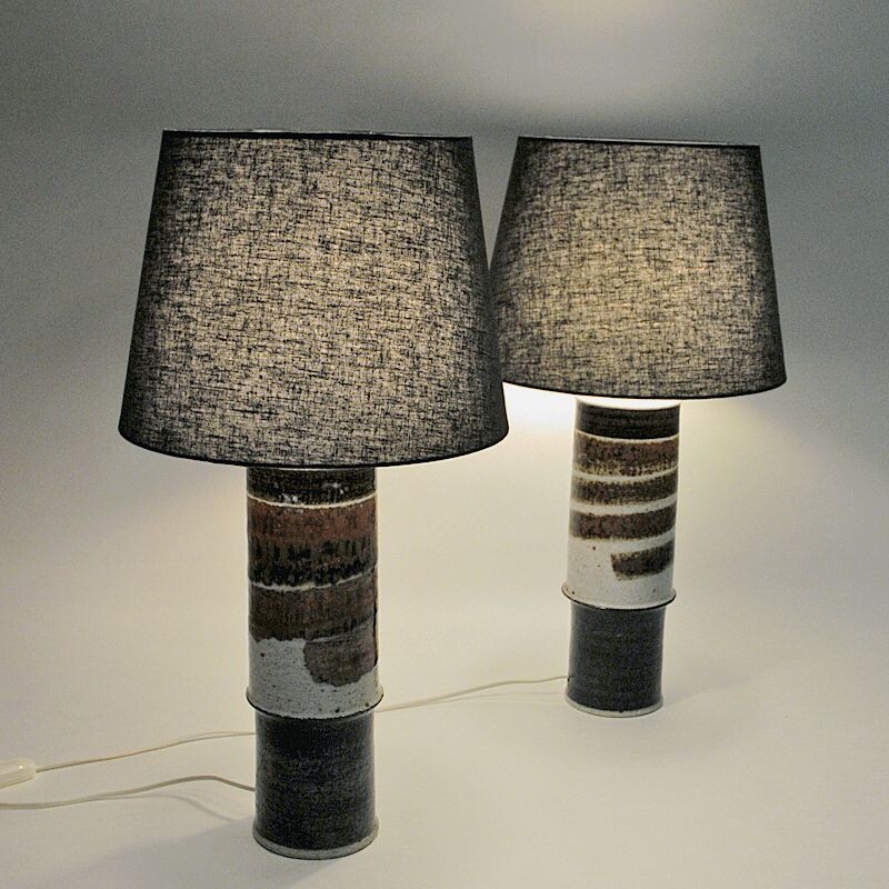 Paire de lampes de table vintage en grès par Inger Persson pour Rörstrand Suède 1960