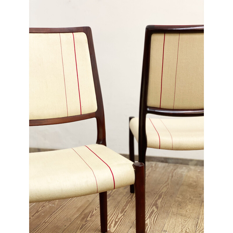Pair of vintage mahogany chairs by Niels O. Moller for J.L. Moller, Denmark 1950