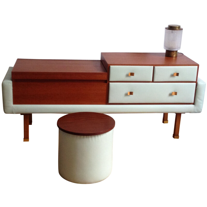 Dressing table with matching pouffe, Roger LANDAULT - 1950s