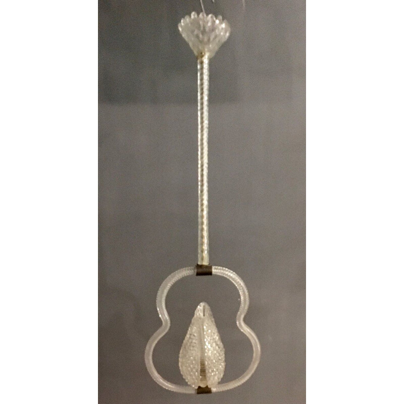 Candeeiro suspenso de vidro Vintage art deco Murano de Ercole Barovier, 1940