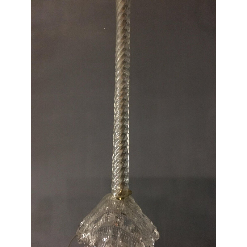Lámpara de suspensión vintage art decó de cristal de Murano de Ercole Barovier, 1940