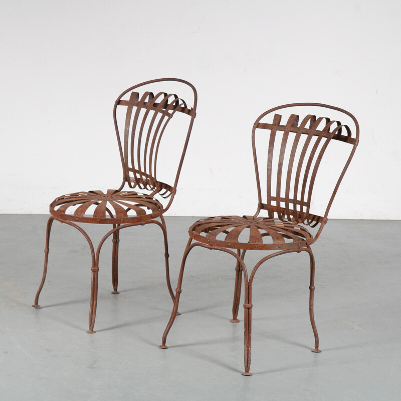 Pair of vintage garden chairs by Francois Carre France 1950s