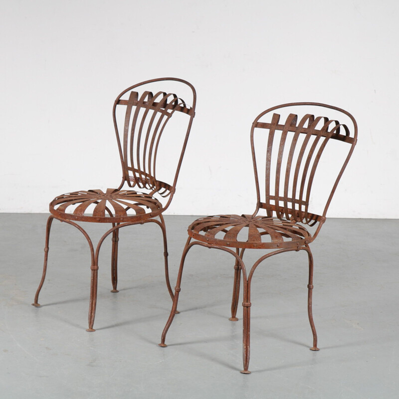 Paire de chaises de jardin vintage par Francois Carre France 1950