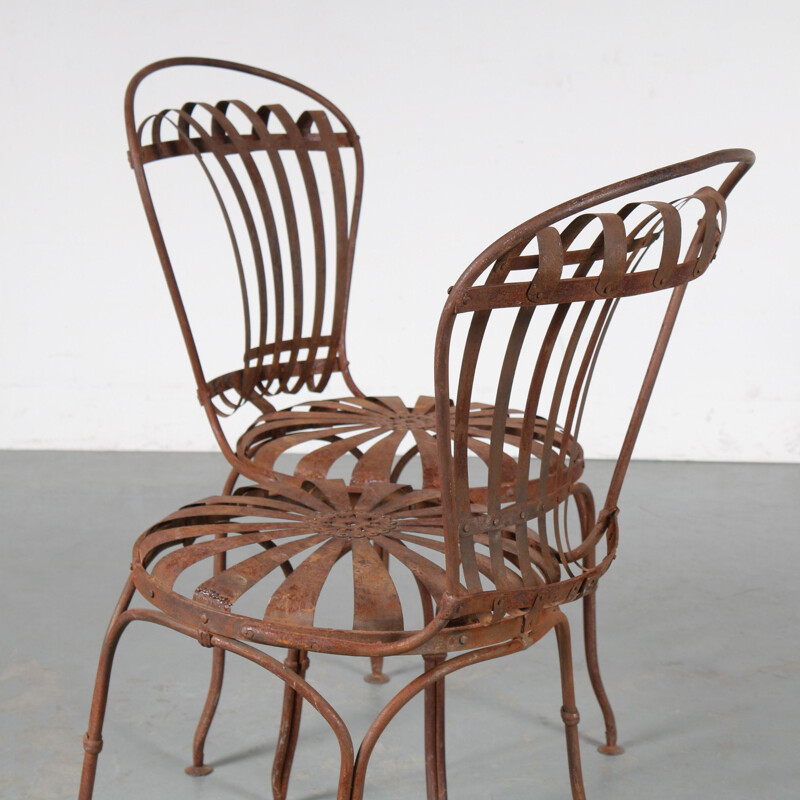 Pair of vintage garden chairs by Francois Carre France 1950s
