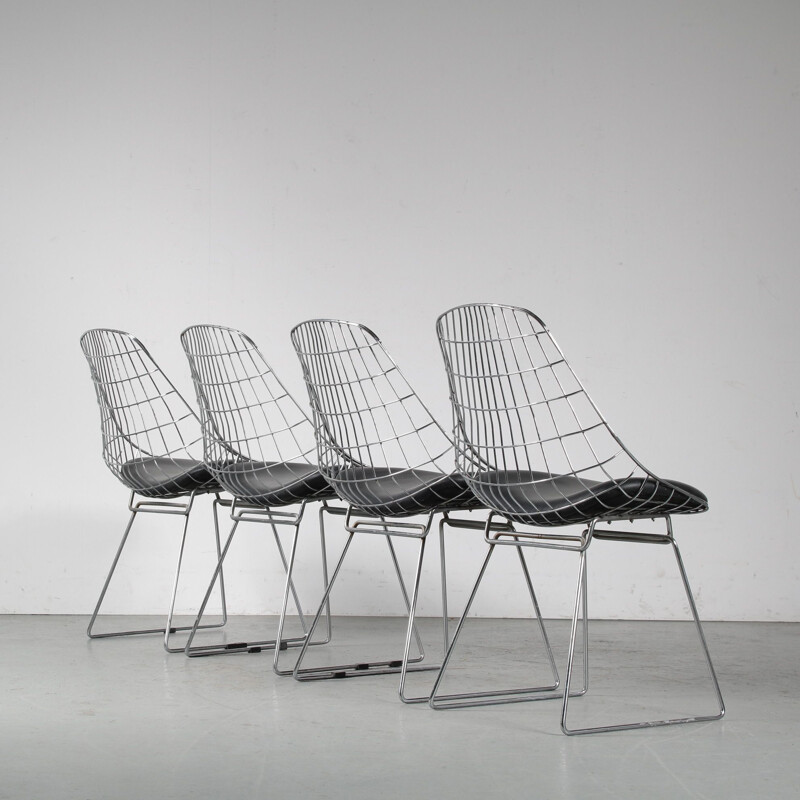 Ensemble de 4 chaises vintage SM05  par Cees Braakman pour Pastoe Pays-Bas 1950
