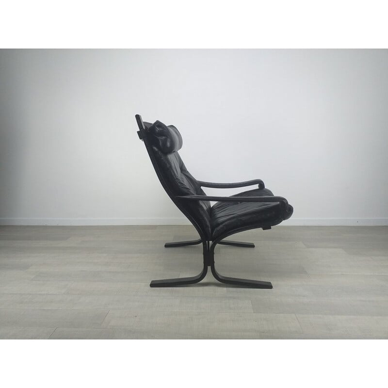 Vintage scandinavian leather armchair Siesta by Ingmar Relling 1970s