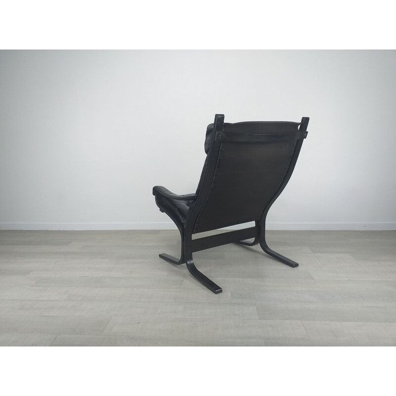 Vintage scandinavian leather armchair Siesta by Ingmar Relling 1970s