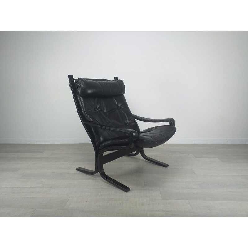 Vintage scandinavian leather armchair Siesta by Ingmar Relling 1970s