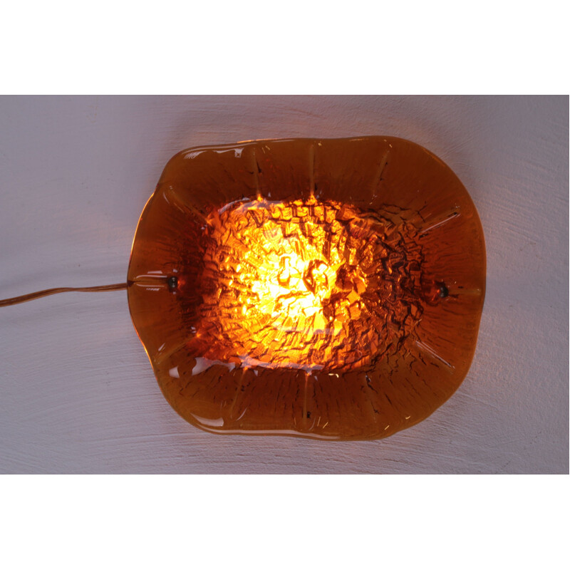 Vintage glass wall lamp by Vitrika Denmark 1960s