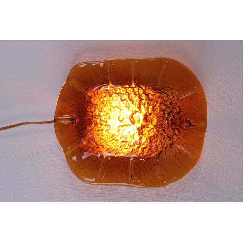 Vintage glass wall lamp by Vitrika Denmark 1960s