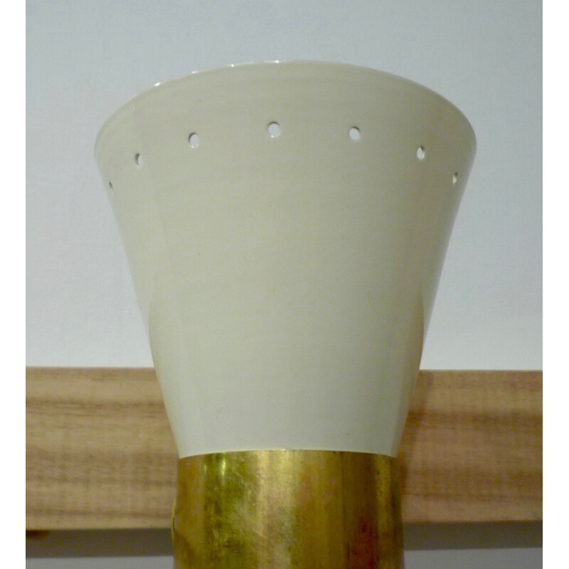 White mid-century wall lamp in metal and porcelain - 1950s