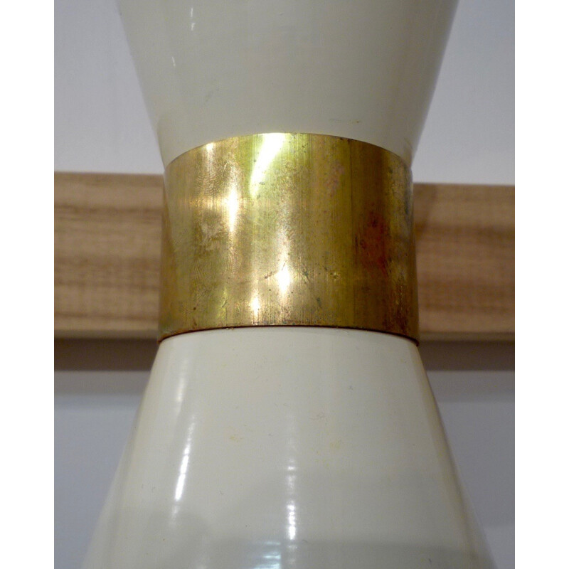 White mid-century wall lamp in metal and porcelain - 1950s