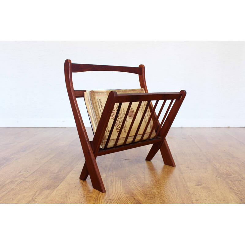 Vintage folding magazine rack in teak Braakman