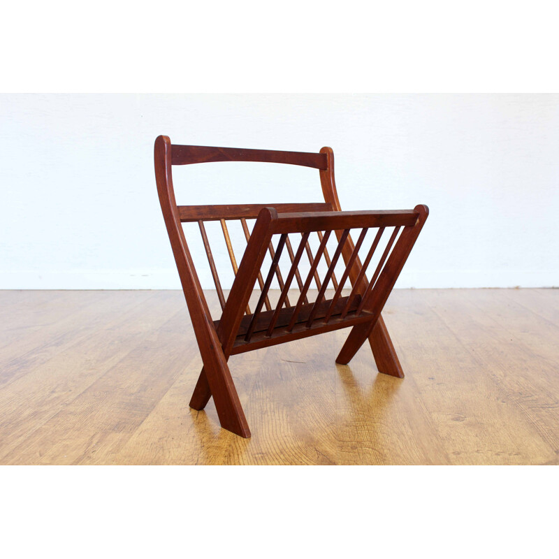 Vintage folding magazine rack in teak Braakman