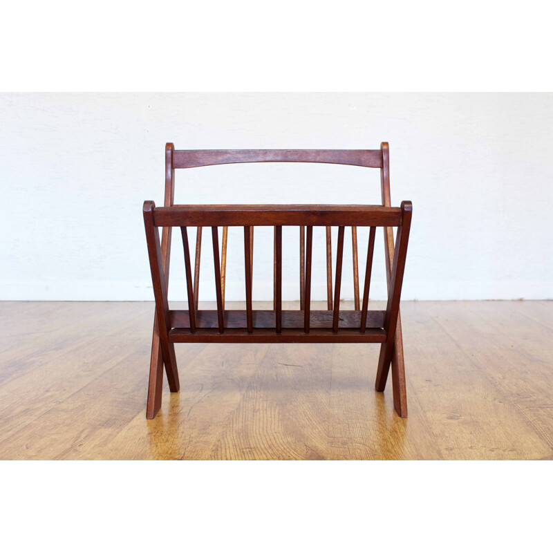 Vintage folding magazine rack in teak Braakman