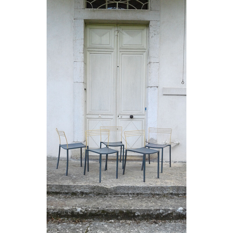 Lot de 5 chaises vintage Piccolo de Pascal Mourgue pour Fermob 1990