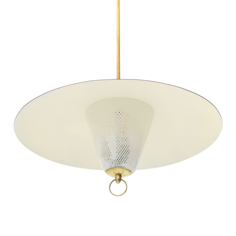 Vintage chandelier with glass diffuser doppia filigrana 1940s