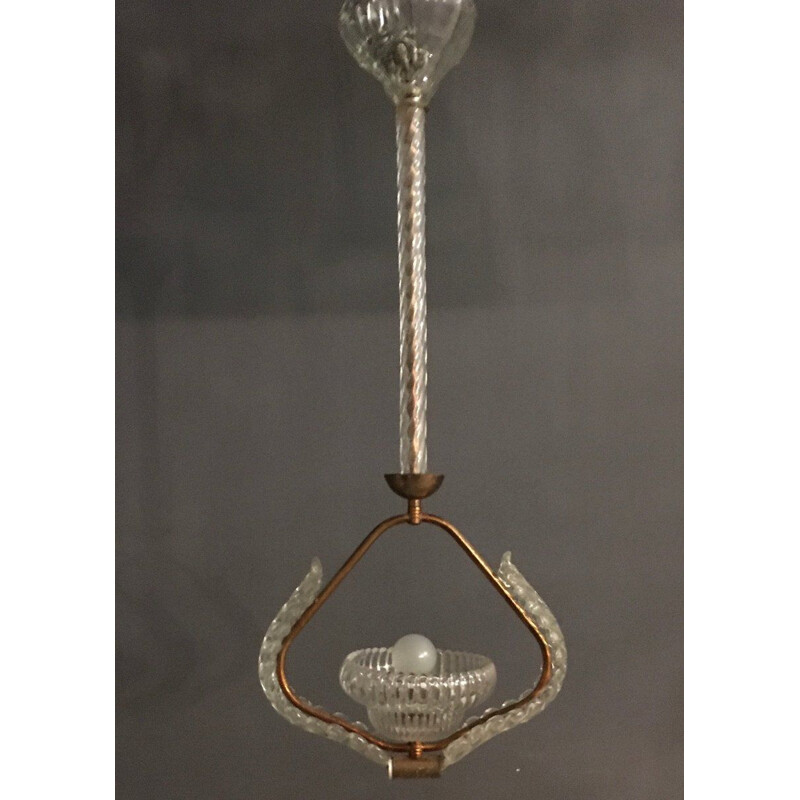 Vintage Art Deco Murano Glass Hanging lamp by Ercole Barovier 1940s