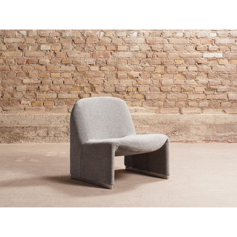 Vintage Alky armchair redesigned with grey fabric by Giancarlo Piretti for Artifort 1970s