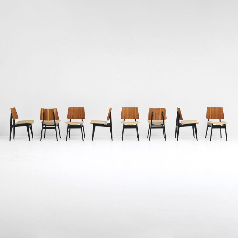 Ensemble de 8 de chaises vintage par Luxus Jos De Mey 1950