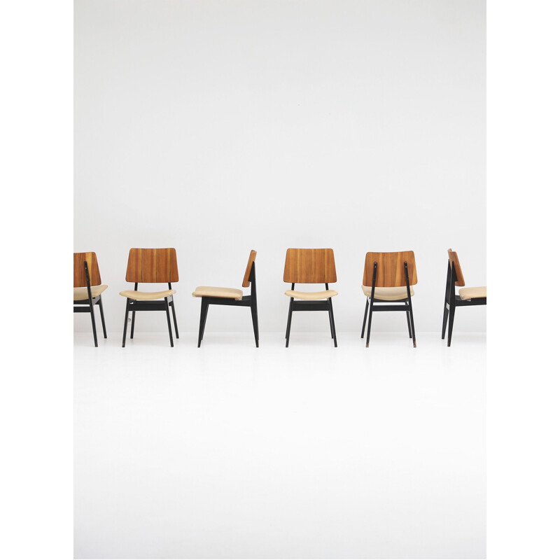 Ensemble de 8 de chaises vintage par Luxus Jos De Mey 1950