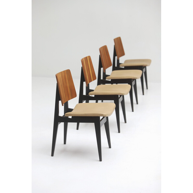 Set of 8 vintage chairs by Luxus Jos De Mey 1950s