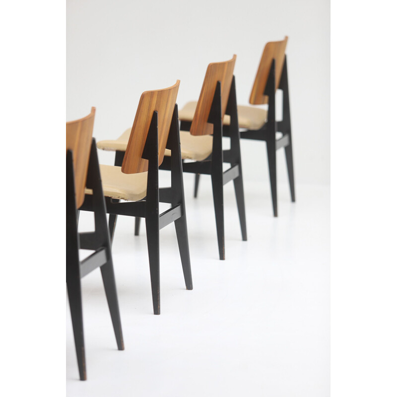 Set of 8 vintage chairs by Luxus Jos De Mey 1950s