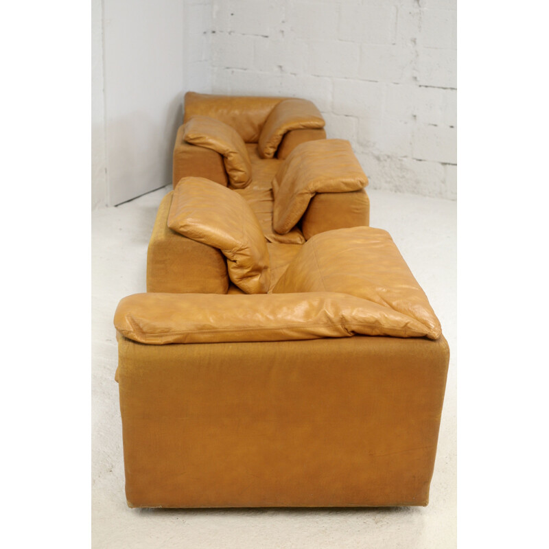 Vintage modular sofa with 5 chairs in foam and leatherette 1970s