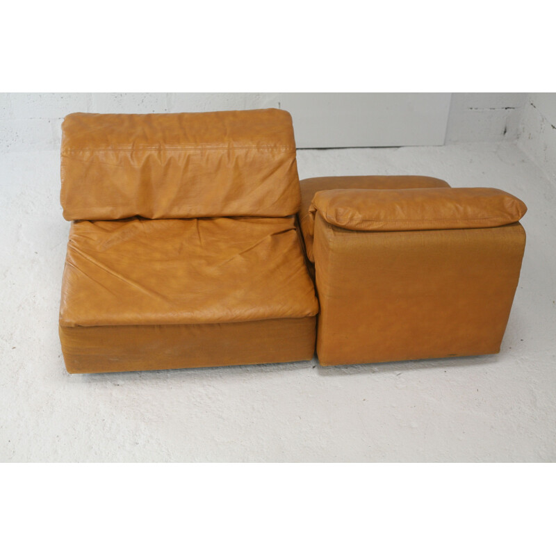 Vintage modular sofa with 5 chairs in foam and leatherette 1970s