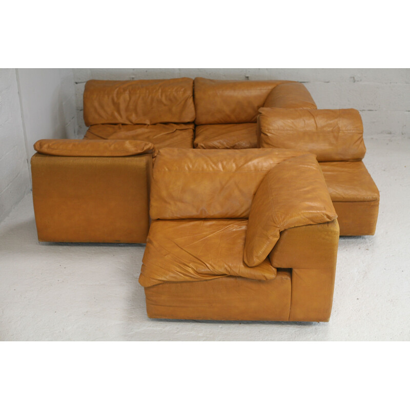 Vintage modular sofa with 5 chairs in foam and leatherette 1970s