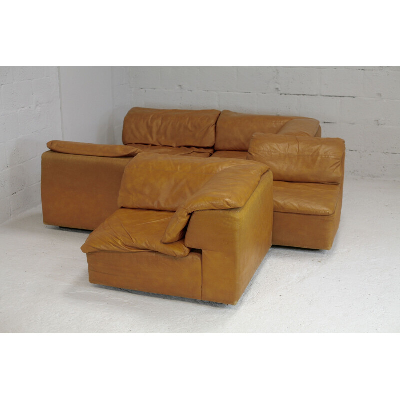Vintage modular sofa with 5 chairs in foam and leatherette 1970s