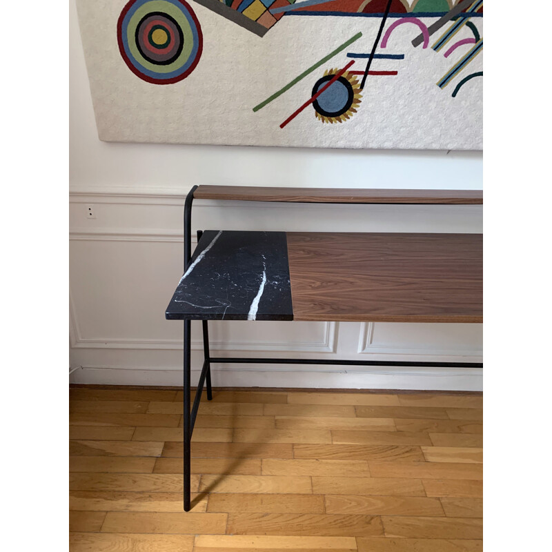 Vintage walnut and marble desk