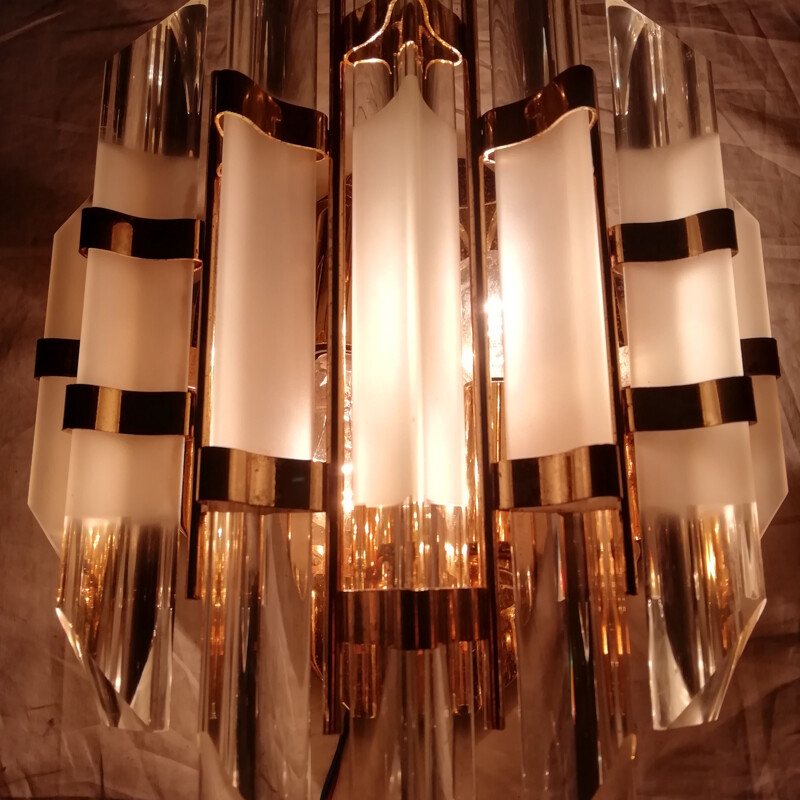 Vintage kristallen wandlamp van Paolo Venini
