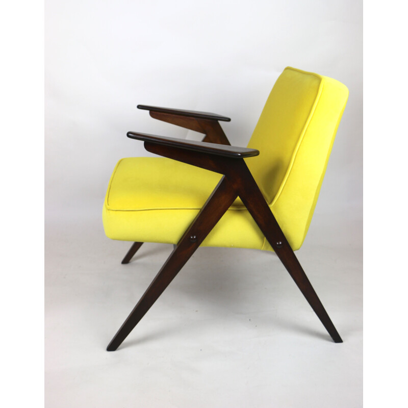 Vintage yellow Bunny armchair by Józef Chierowski 1970