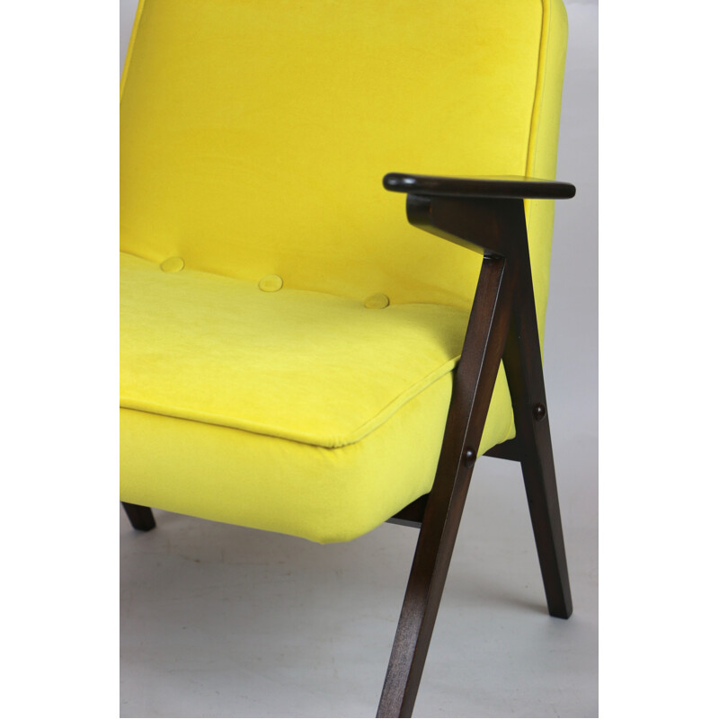 Vintage yellow Bunny armchair by Józef Chierowski 1970