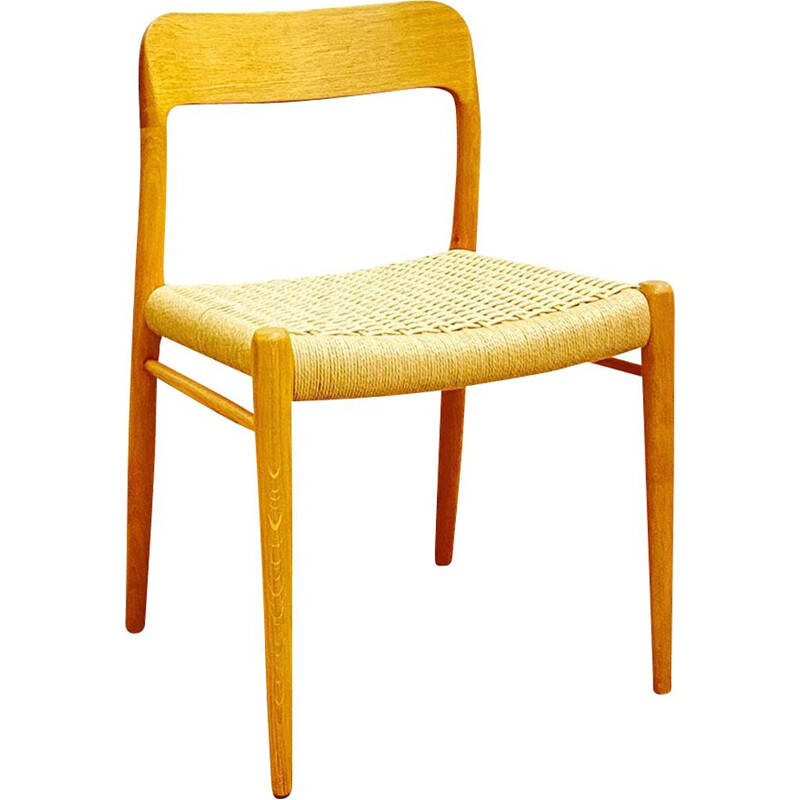 Silla vintage de roble modelo 75 de Niels O. Møller para J.L. Moller Dinamarca 1950