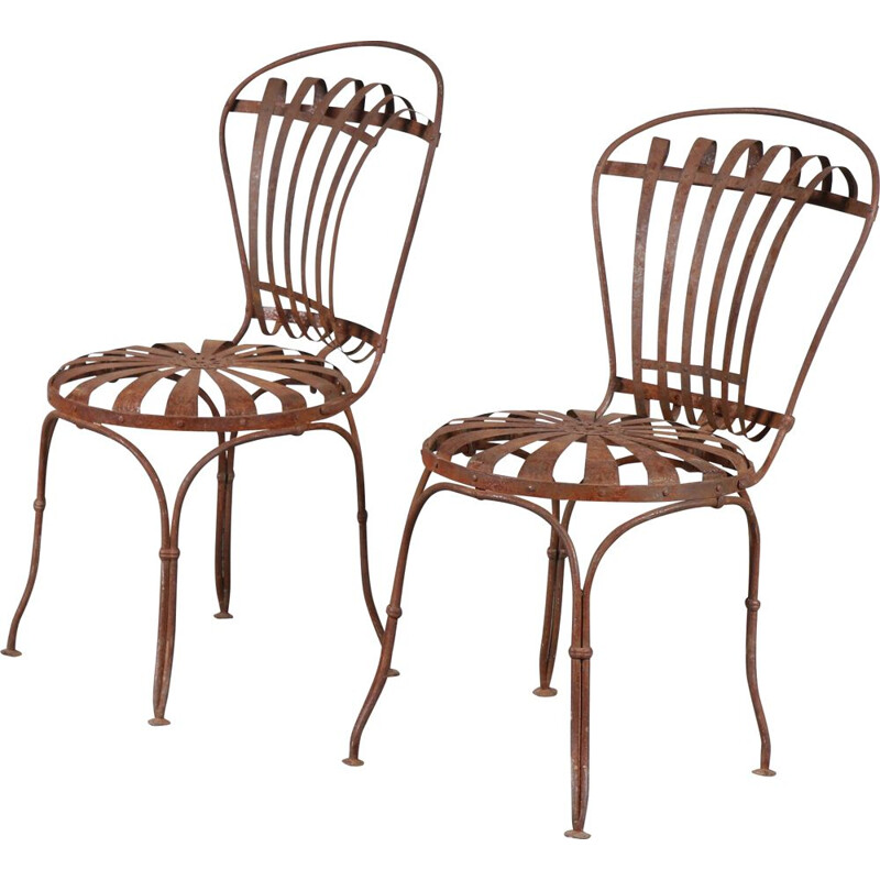 Pair of vintage garden chairs by Francois Carre France 1950s