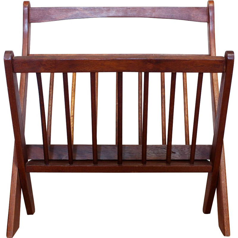 Vintage folding magazine rack in teak Braakman