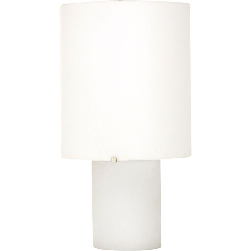 Lampe de table vintage en verre blanc 1970