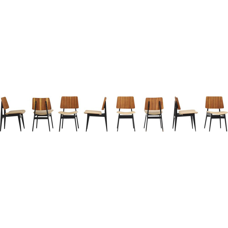 Set of 8 vintage chairs by Luxus Jos De Mey 1950s