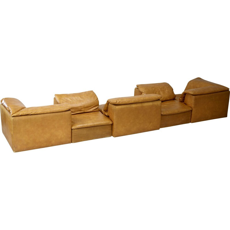 Vintage modular sofa with 5 chairs in foam and leatherette 1970s