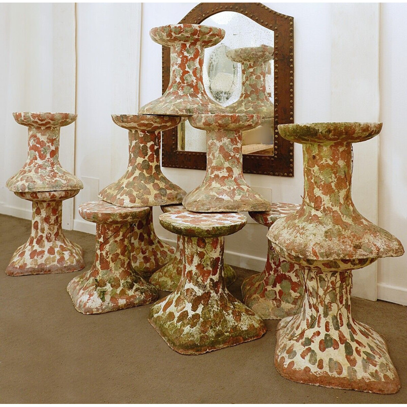 Set of 12 vintage stools from the zoological garden by Emile Taugourdeau 1960s