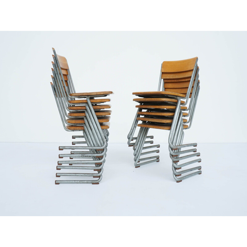 Vintage Bauhaus stacking chairs from Germany 1930s