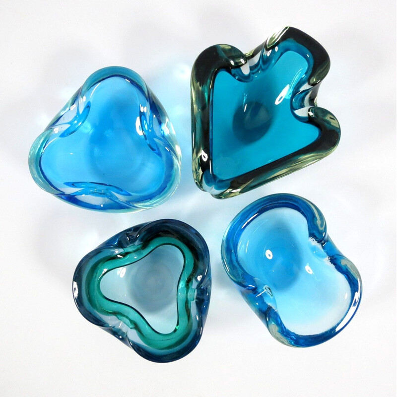 Set of 4 vintage ashtrays by Sommerso, Italy 1960