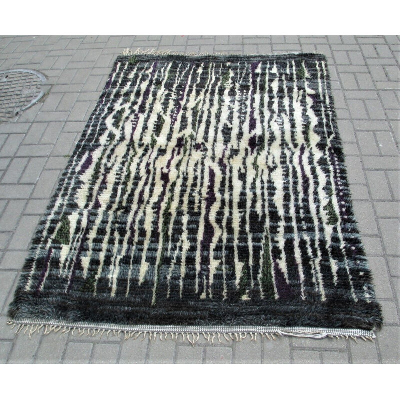 Vintage woolen Rya rug size 195x140, Sweden 1960