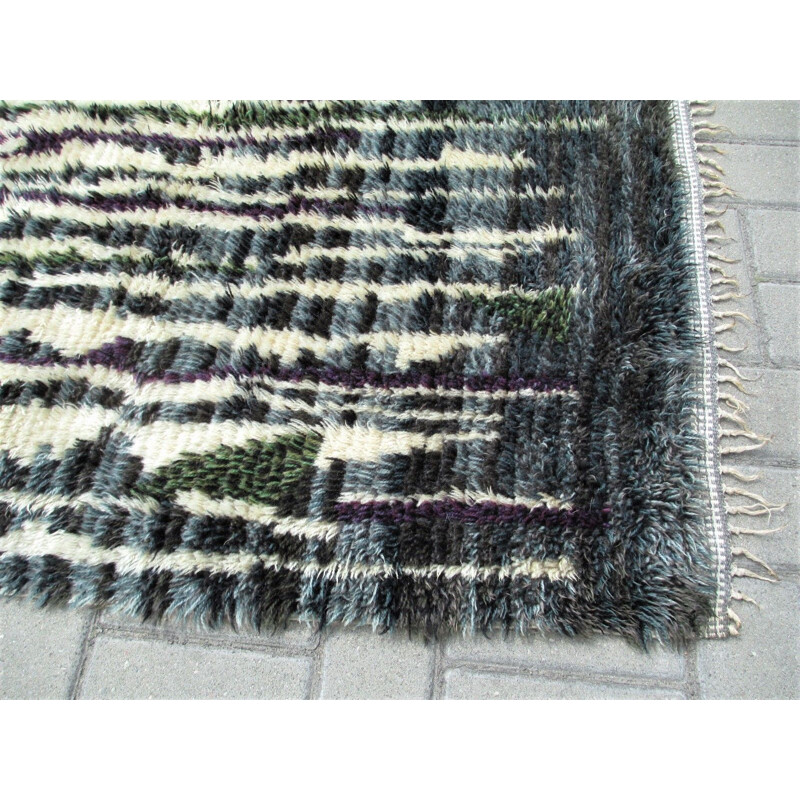 Vintage woolen Rya rug size 195x140, Sweden 1960