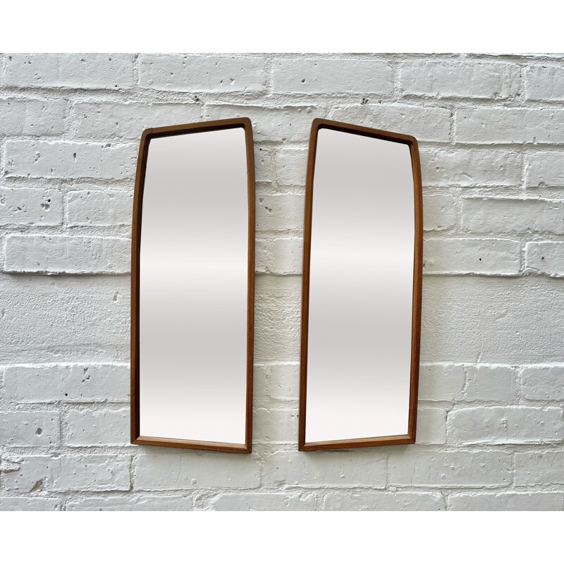 Pair of vintage teak wall mirrors 1960s