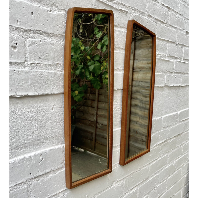 Pair of vintage teak wall mirrors 1960s