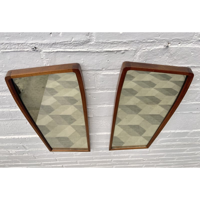 Pair of vintage teak wall mirrors 1960s