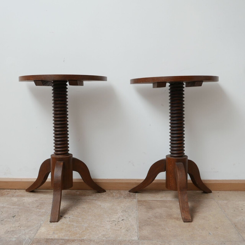Pair of vintage half moon side tables by Charles Dudouyt France 1950s